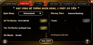 Nạp tiền tại Fa88 bằng Code pay - Hướng dẫn rút nạp tiền Fa88