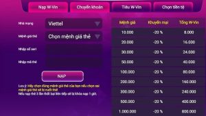 Nạp tiền tại Win88 qua thẻ cào