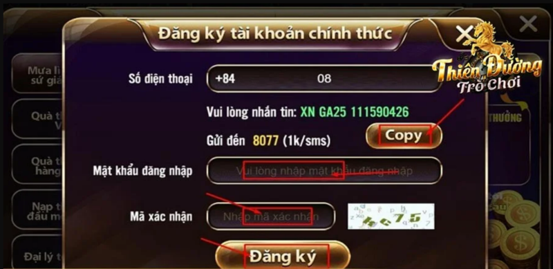 Truy cập cổng game chính thức để lấy mẫu đơn đăng ký